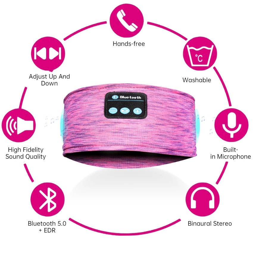 𝐸𝓃𝒿𝑜𝓎™ Bluetooth Headband Music Player Thin Soft Elastic Comfortable Wireless