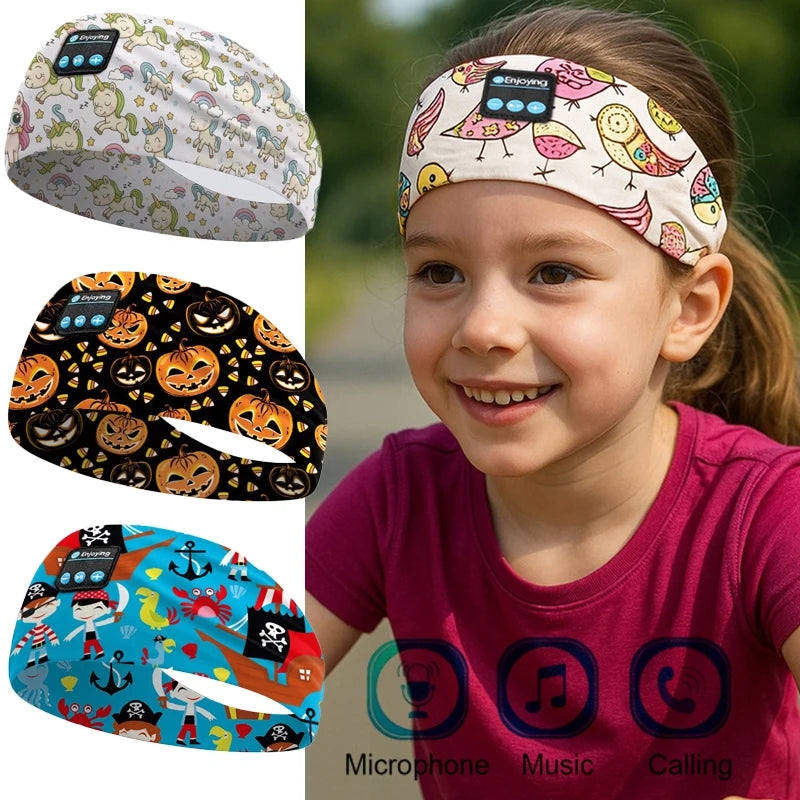𝐸𝓃𝒿𝑜𝓎™  Kids Cartoon Bluetooth Headphones Headband Wireless Sports with HD Microphone