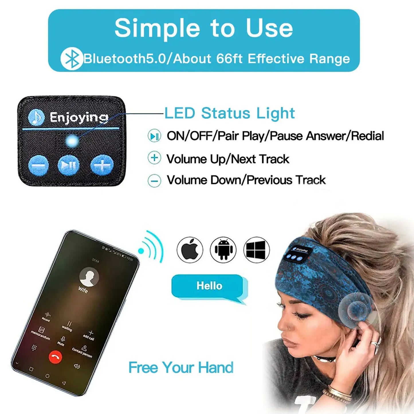 Variety Patterned Bluetooth Headband - Running and Relaxation