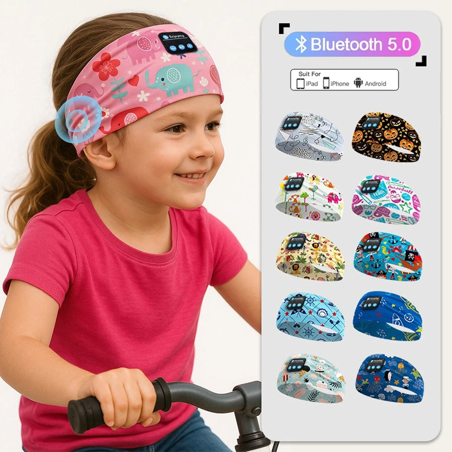 Kids Cartoon Bluetooth Headband – Music, Sleep & Comfort